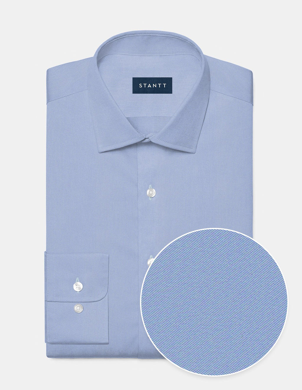 Performance Twill Light Blue Dress Shirt Pocket / Custom Buttons