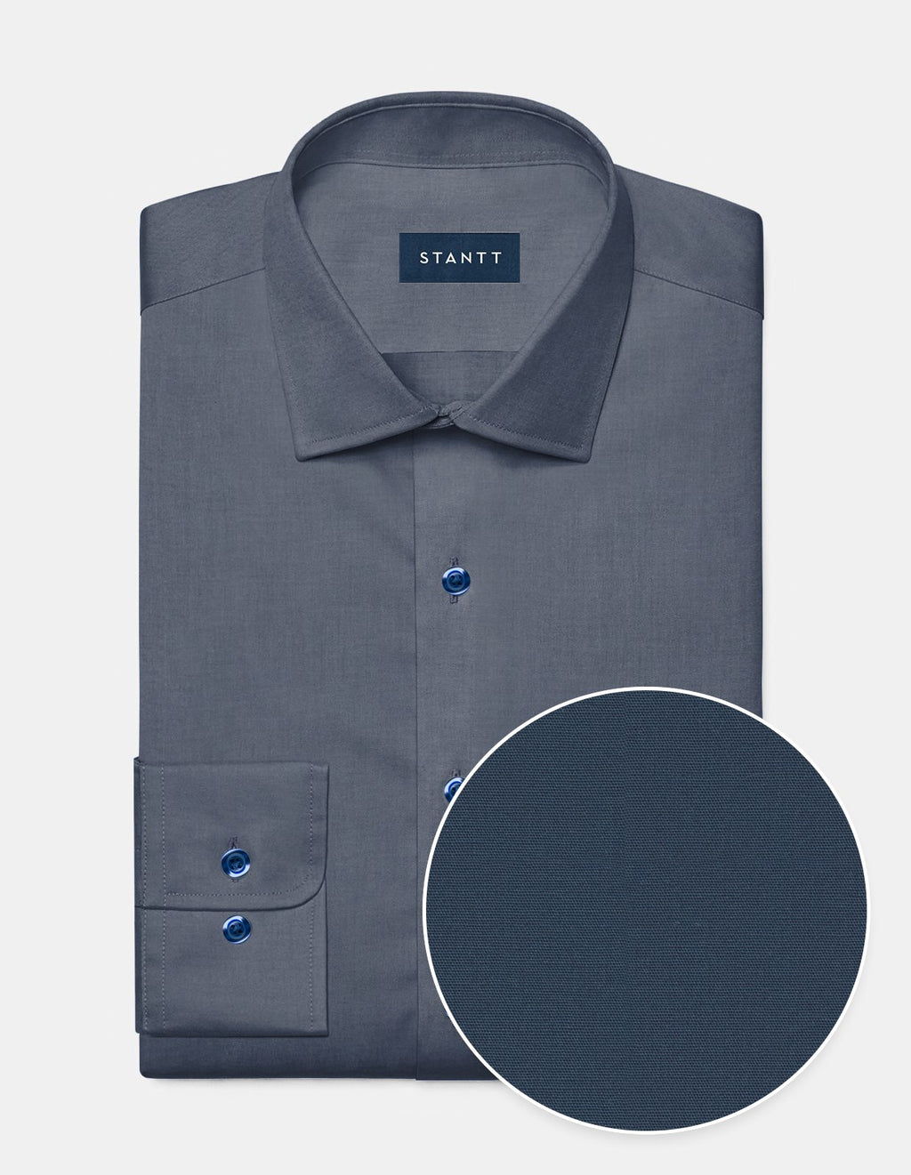 Stretch Navy Dress Shirt No Pocket / Standard Buttons