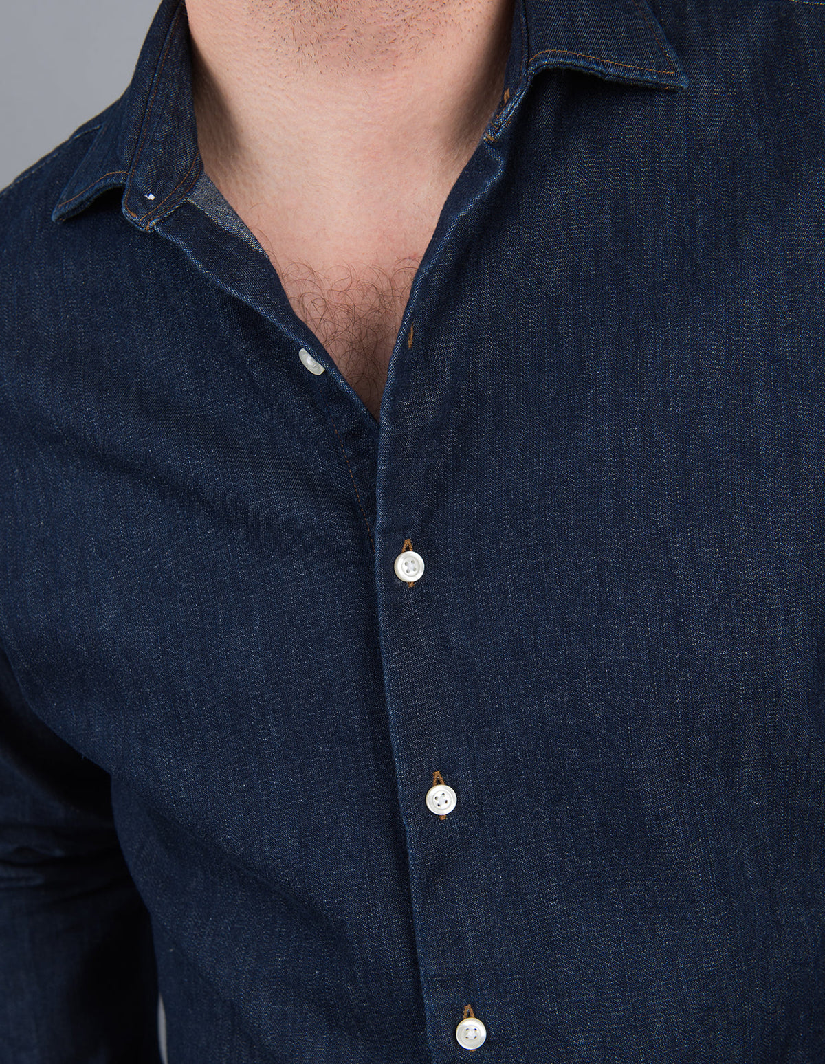 Denim Dark Wash Button-Up Shirt  Stantt