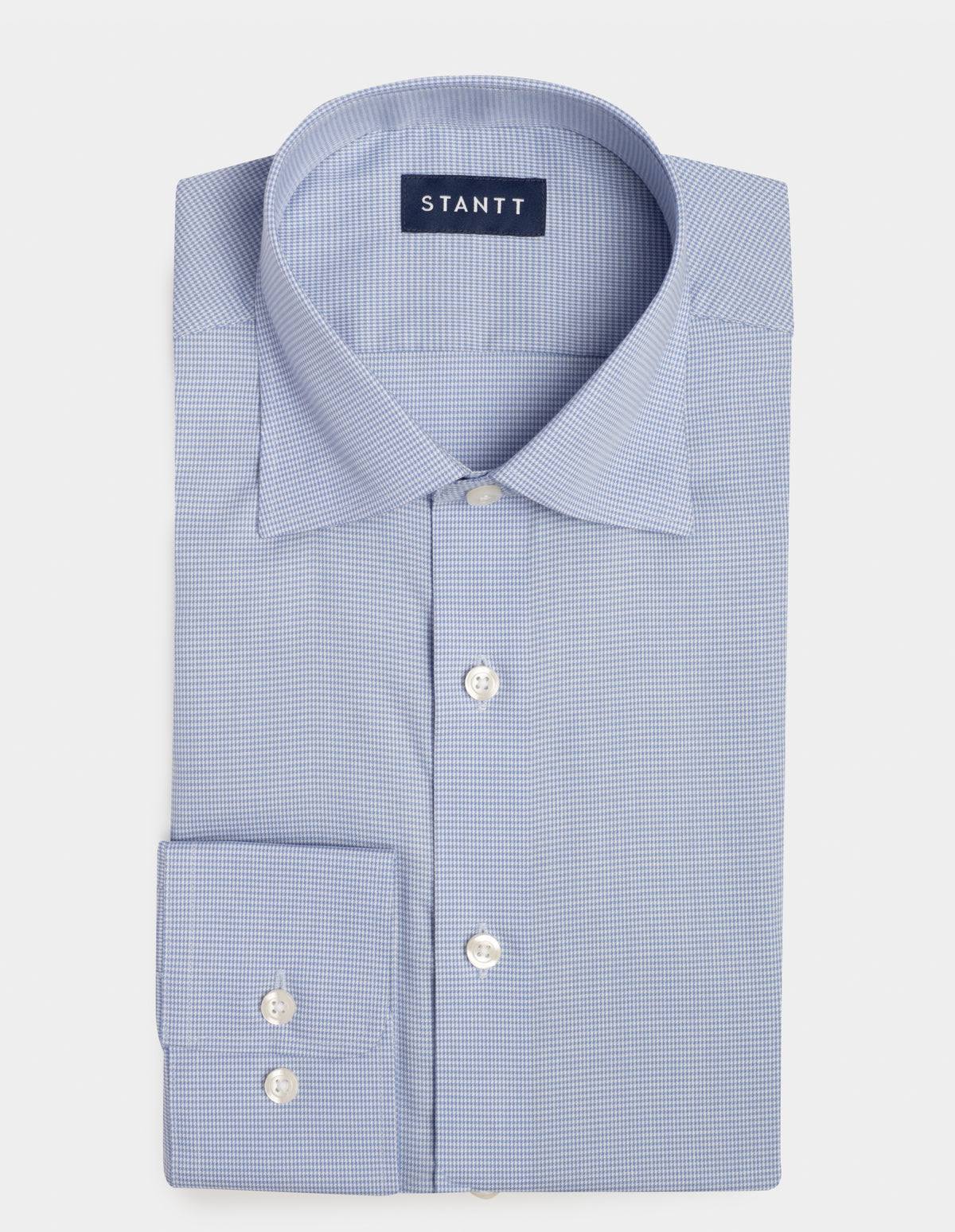 Wrinkle-Resistant Stretch Twill Blue Grid Check Dress Shirt – Stantt