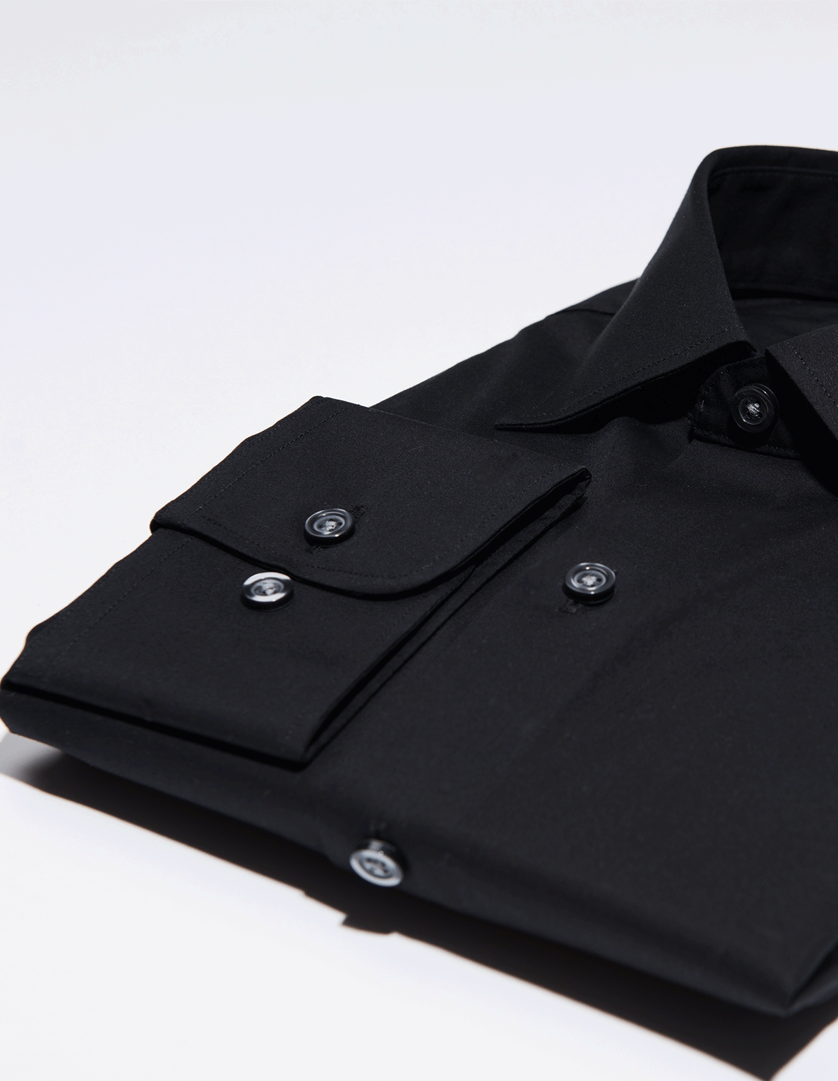 stretchable dress shirts Stretch Black Dress Shirt No Pocket / Premium Custom Buttons