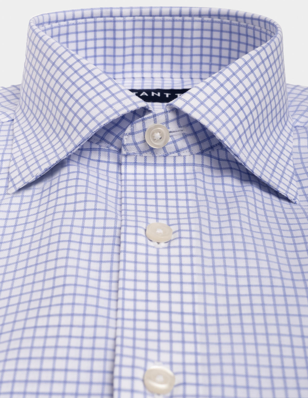 Wrinkle-Resistant Stretch Twill Blue Grid Check Dress Shirt – Stantt