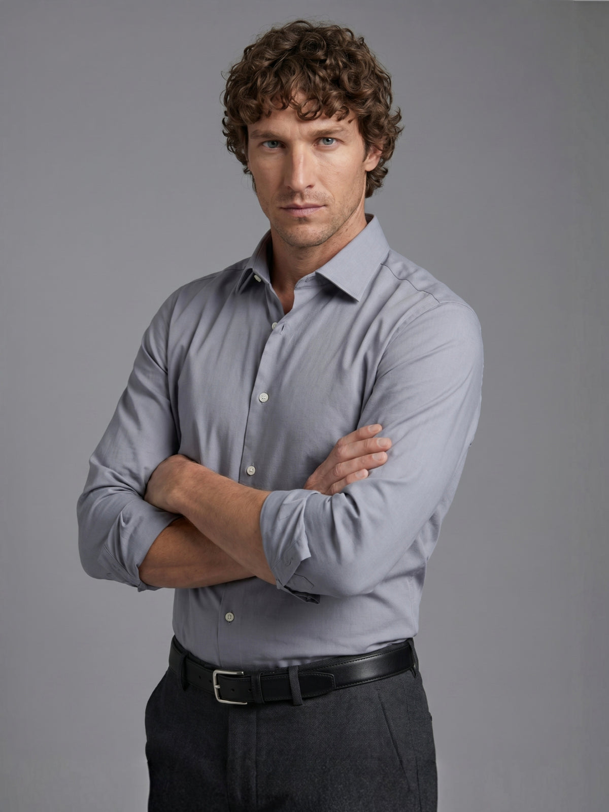 light grey dress shirt Men's Long Sleeve Shirts Paul Fredrick Thanks to its wooly Ludlow Light Grey Melange Brushed