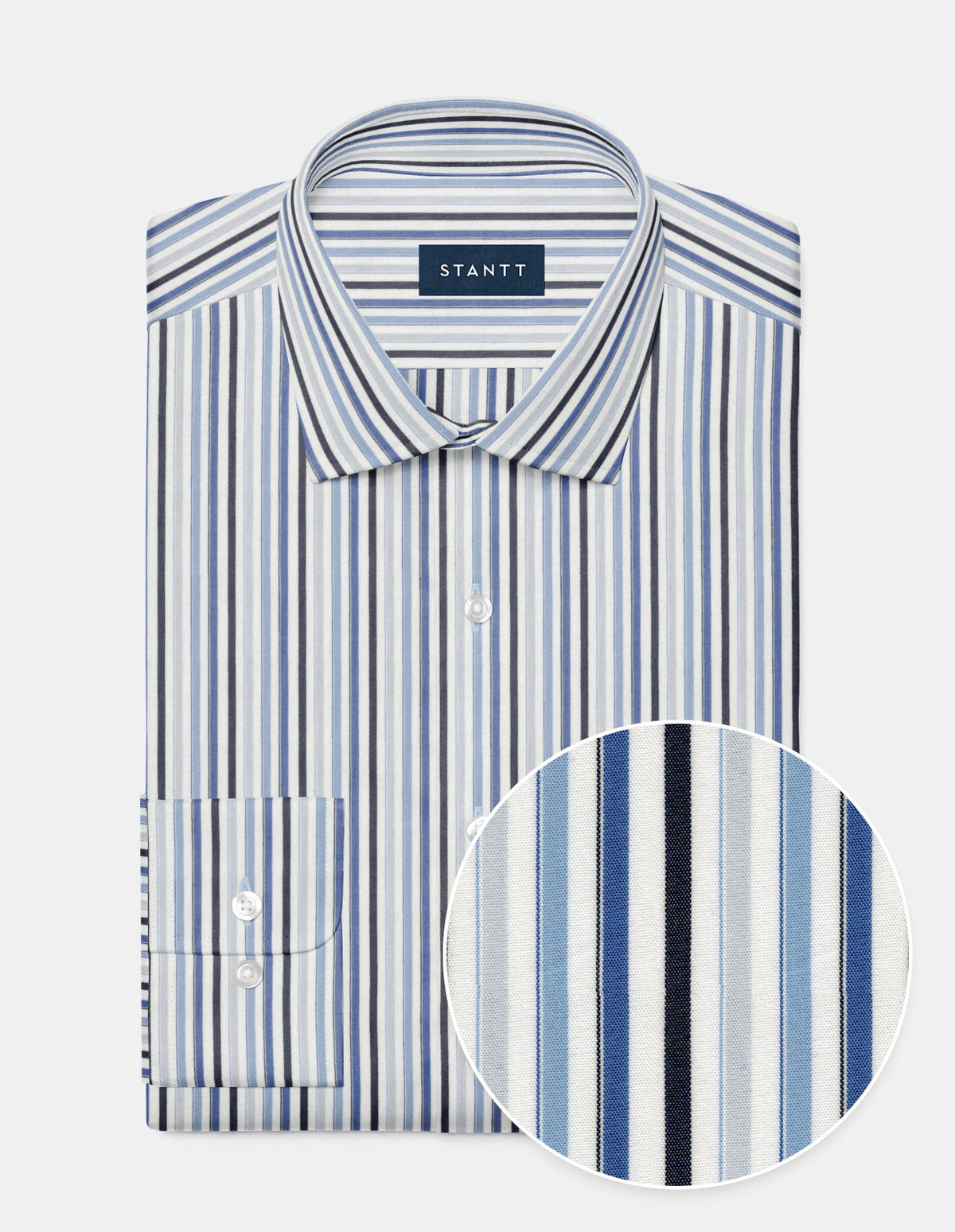 Hairline Stripe Blue Dress Shirt  Stantt