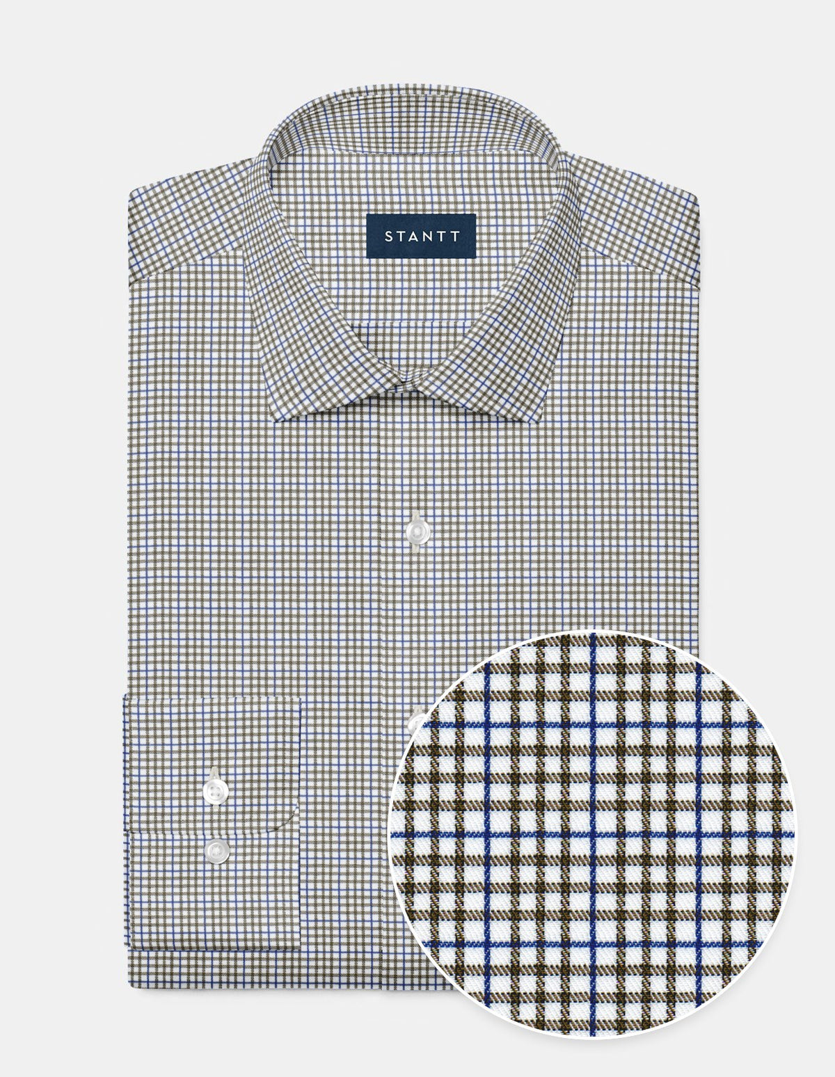 Brown And Cobalt Blue Overcheck