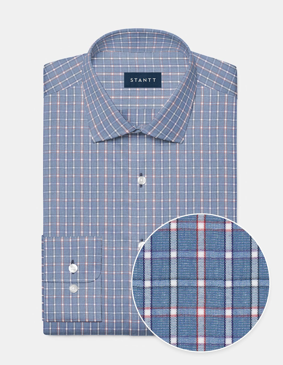 Dusty Blue and Burgundy Bordered Check