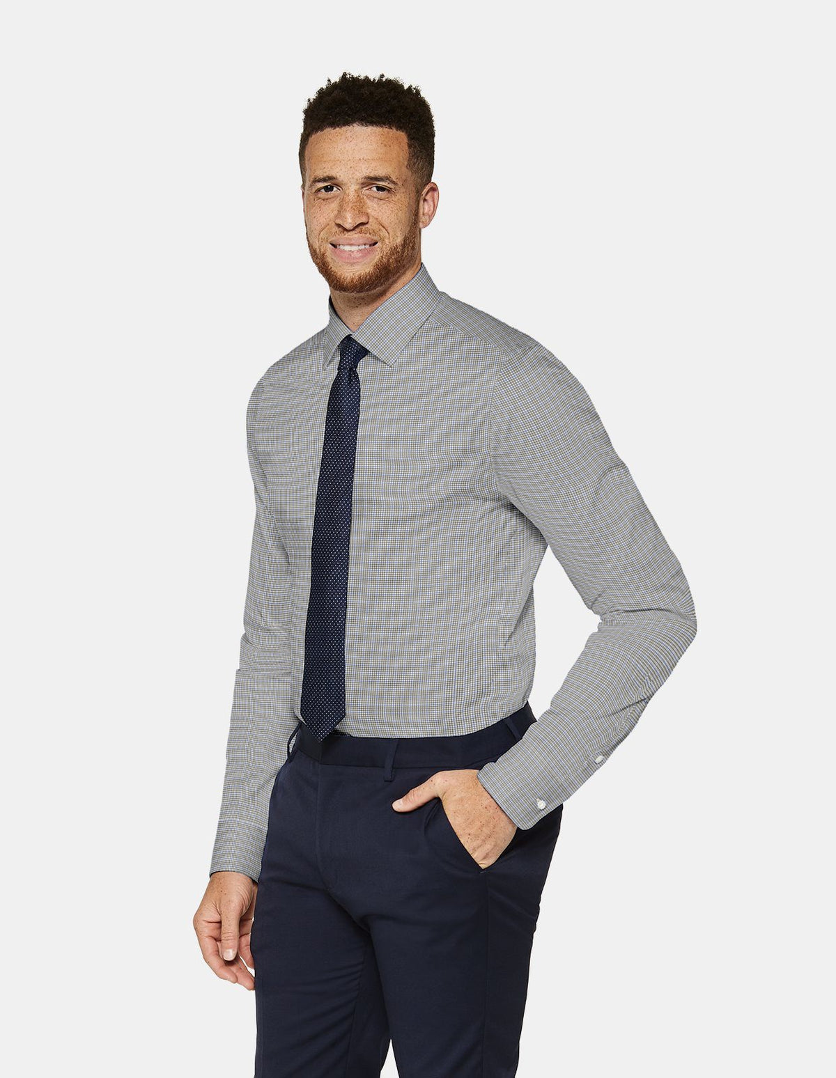 Brown And Cobalt Blue Overcheck